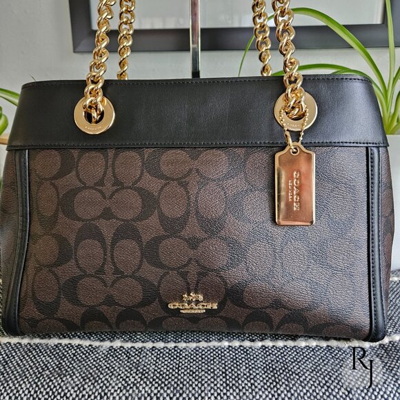 Coach F39711 Brooke Carryall Chain Shoulder Bag – Signature C Black/Brown - Picture 3 of 13